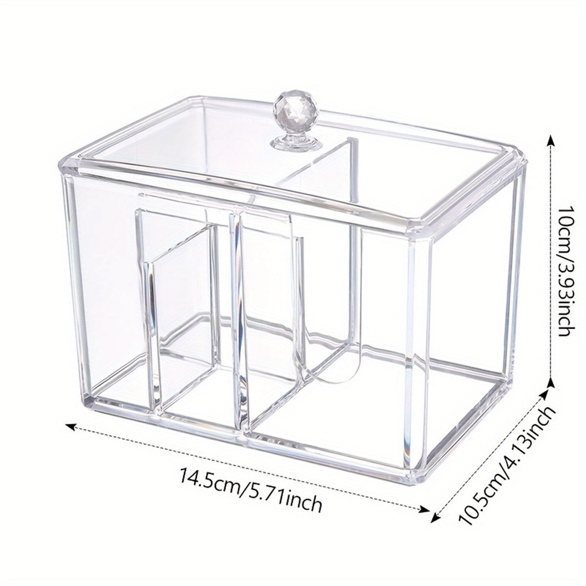 Cotton Pad & Cotton Swab Holder Desktop Storage Box w/ Lid Transparent Box