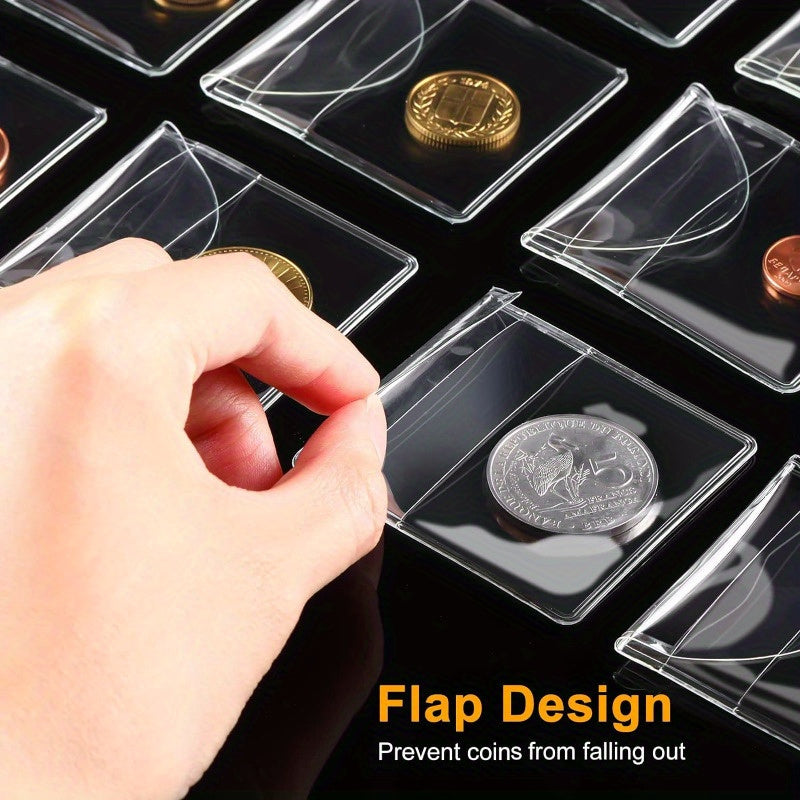 50pcs Single Pocket Coin Sleeves Clear Plastic Holder Small Coin Protector