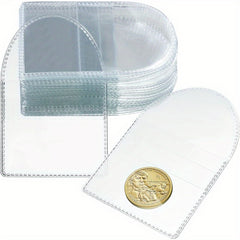 50pcs Single Pocket Coin Sleeves Clear Plastic Holder Small Coin Protector