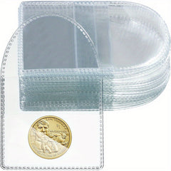 50pcs Single Pocket Coin Sleeves Clear Plastic Holder Small Coin Protector
