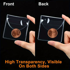 50pcs Single Pocket Coin Sleeves Clear Plastic Holder Small Coin Protector