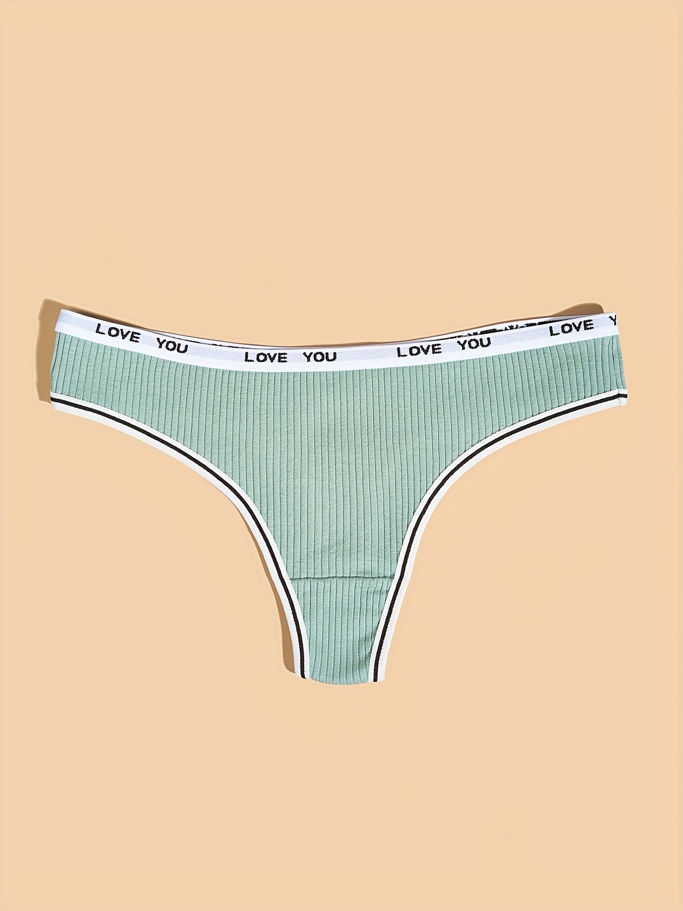 7pcs Letter Tape Ribbed Thongs Low Waist Panties Women's Lingerie