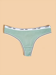 7pcs Letter Tape Ribbed Thongs Low Waist Panties Women's Lingerie