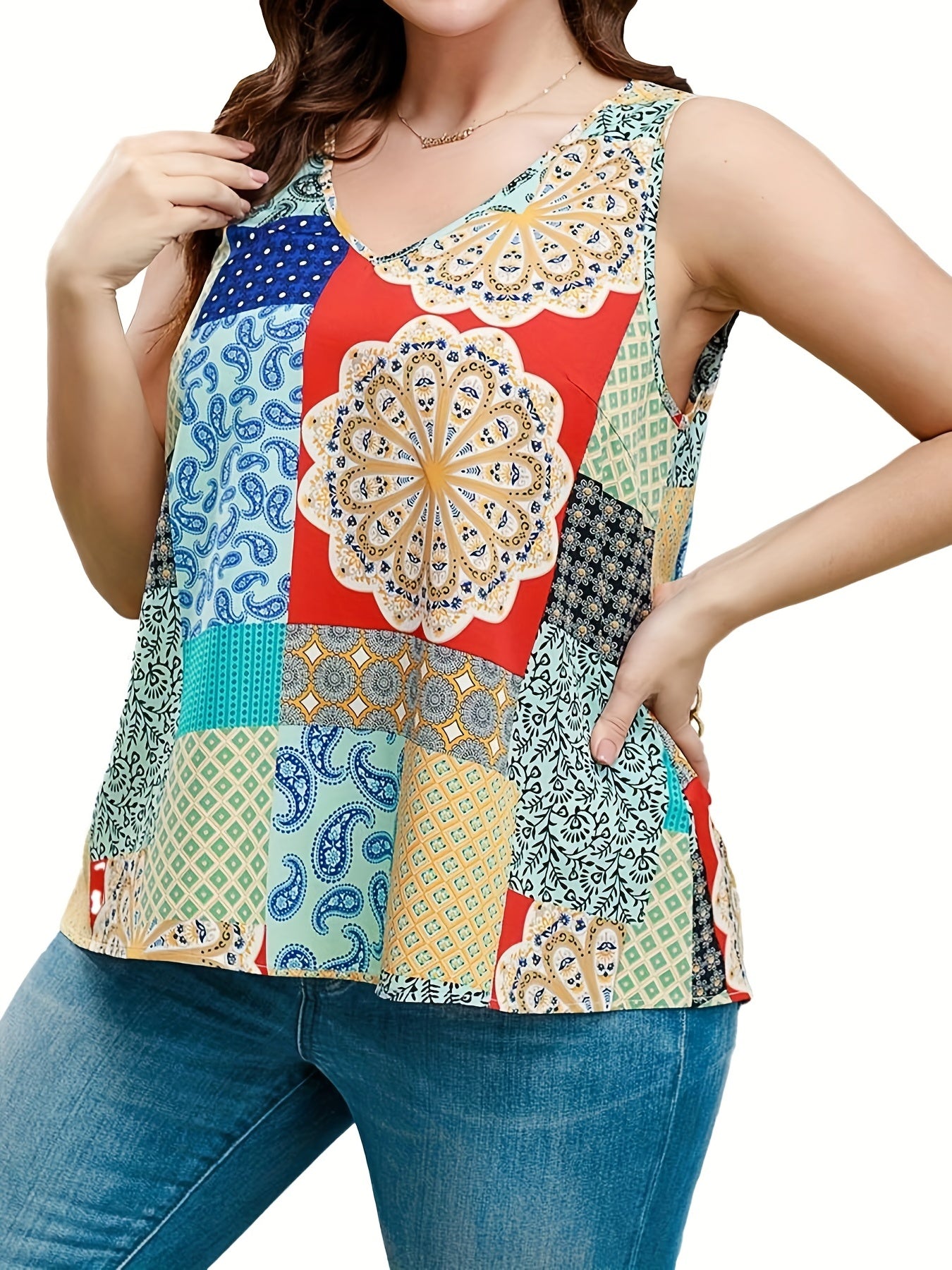 Printed V-Neck Tank Top for Women