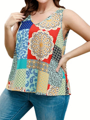 Printed V-Neck Tank Top for Women