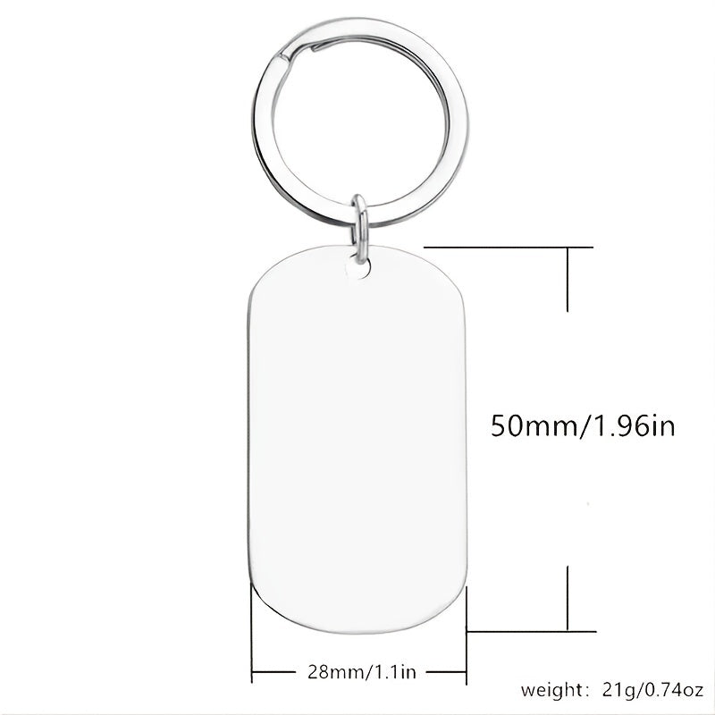 Lettering Keychain Engraved Stainless Steel Keyring for Women Men