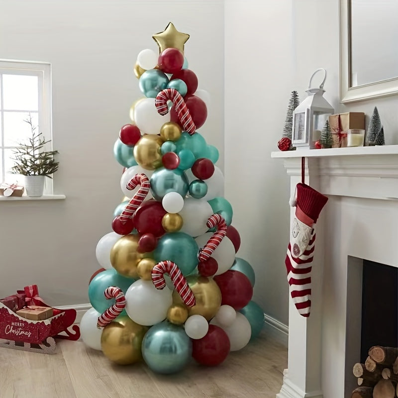 Christmas Balloon Garland Arch Kit Green Red Golden Latex Balloons