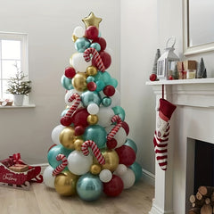 Christmas Balloon Garland Arch Kit Green Red Golden Latex Balloons
