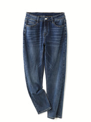 High Rise Stretchy Straight Leg Denim Pants