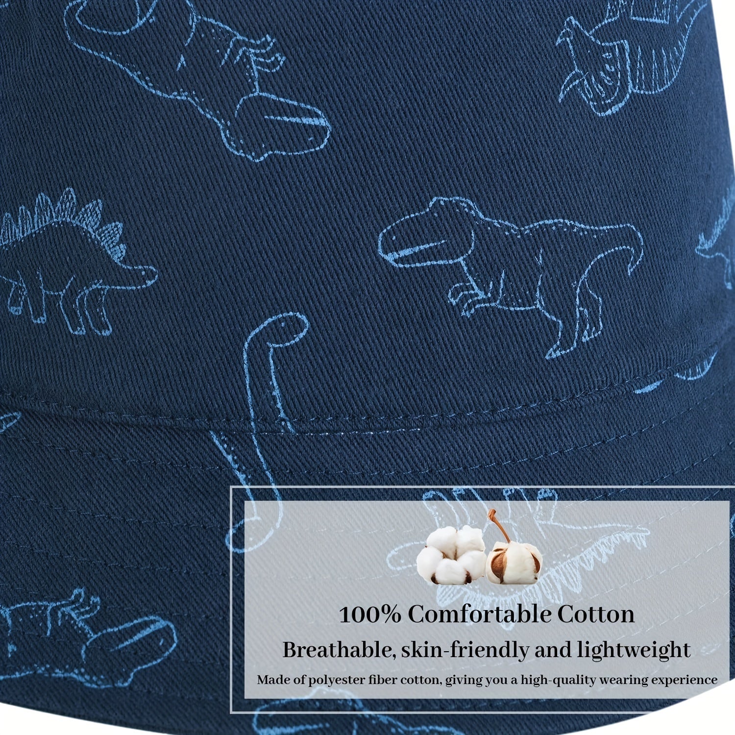 Dinosaur Print Drawstring Sun Hat for Kids