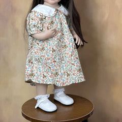 Realistic Silicone Reborn Girl Doll with Floral Dress & Accessories