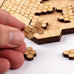 Hexagonal Wooden Puzzle with Unique Shapes & Colors for Ages 14+