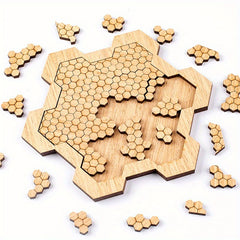 Hexagonal Wooden Puzzle with Unique Shapes & Colors for Ages 14+