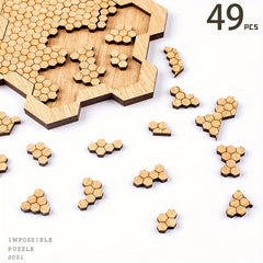 Hexagonal Wooden Puzzle with Unique Shapes & Colors for Ages 14+