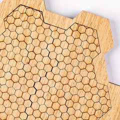 Hexagonal Wooden Puzzle with Unique Shapes & Colors for Ages 14+