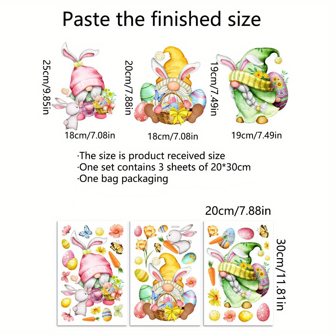 Easter Window Sticker Static Double Sided Pattern Removable S