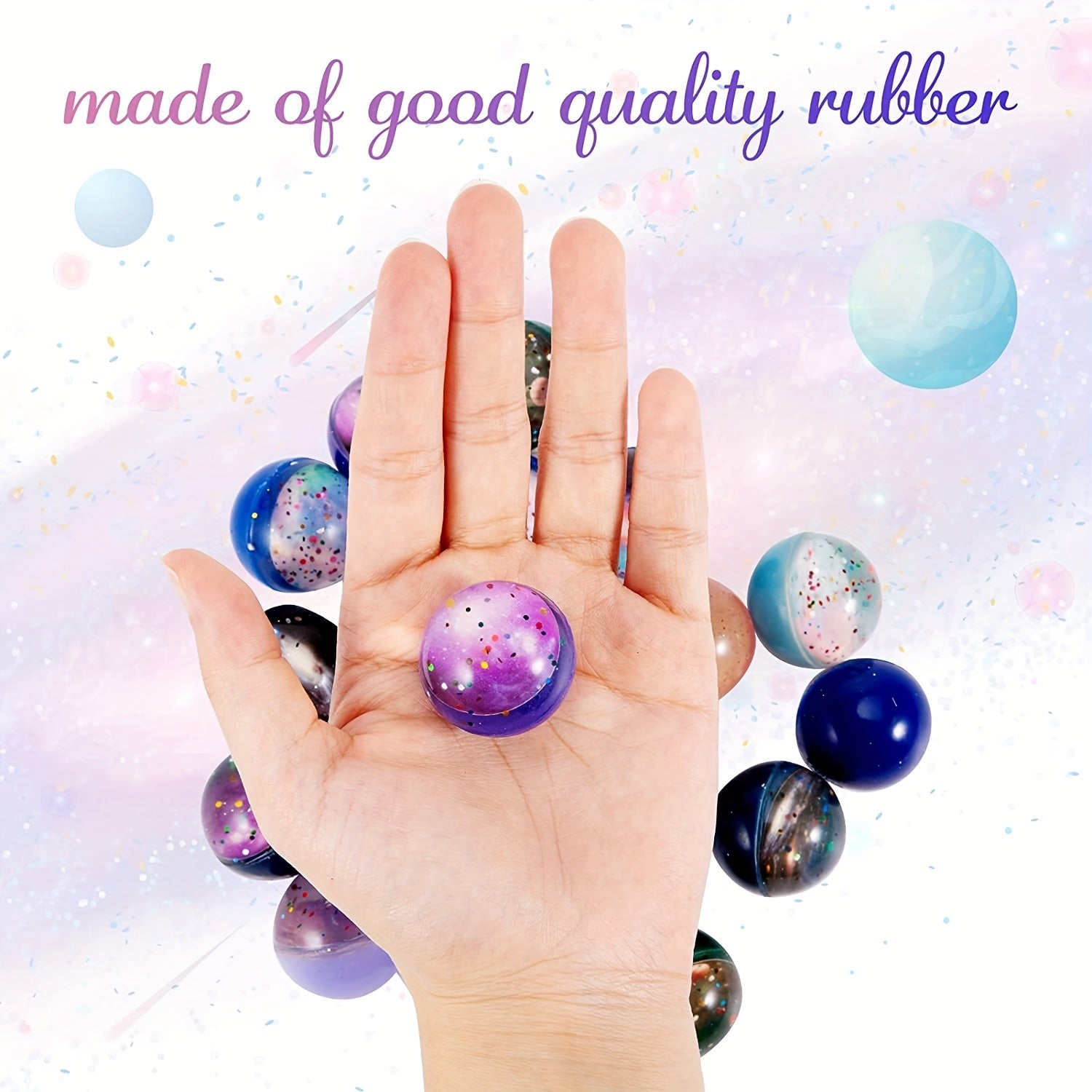 Space Bouncy Balls Bulk 32mm for Kids Party Favors - 6pcs or 12pcs