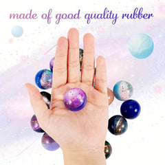 Space Bouncy Balls Bulk 32mm for Kids Party Favors - 6pcs or 12pcs