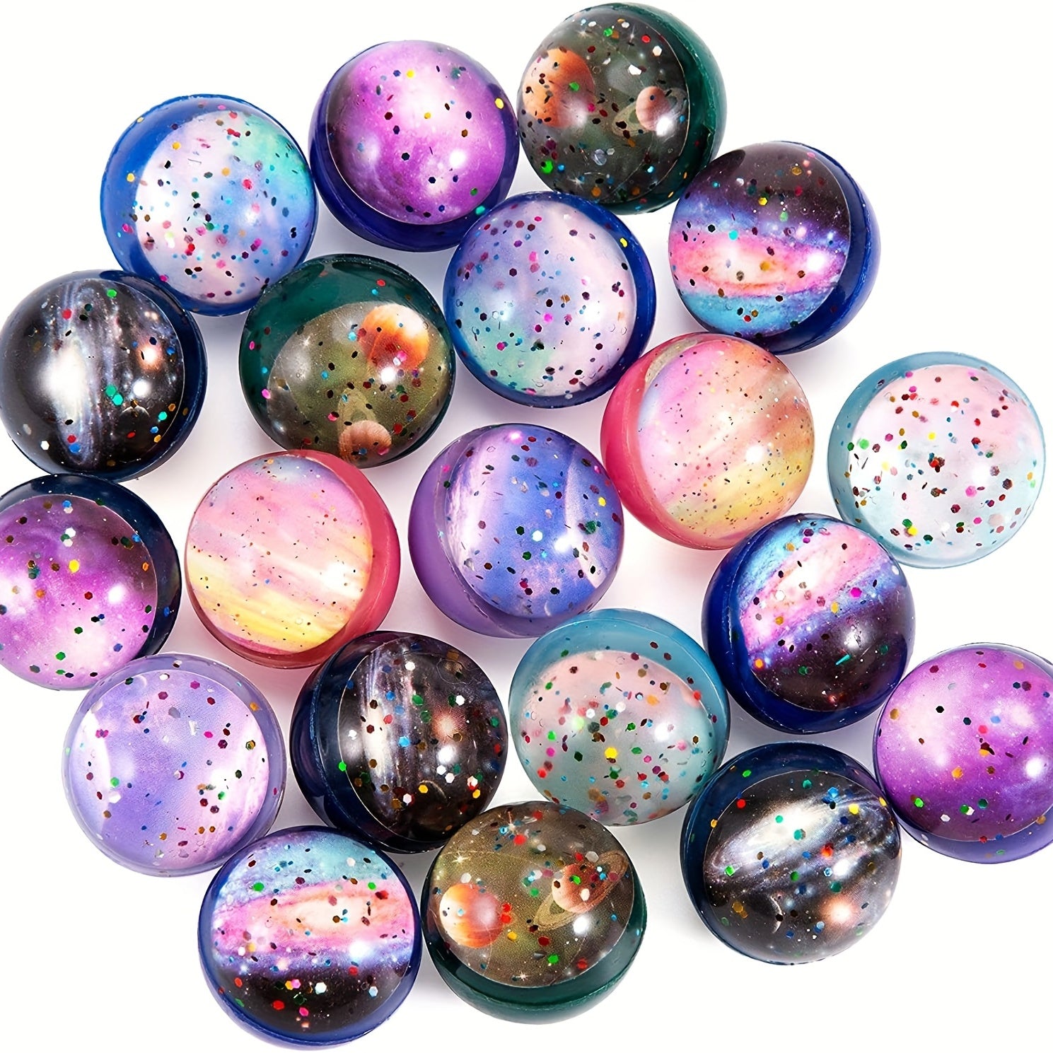 Space Bouncy Balls Bulk 32mm for Kids Party Favors - 6pcs or 12pcs