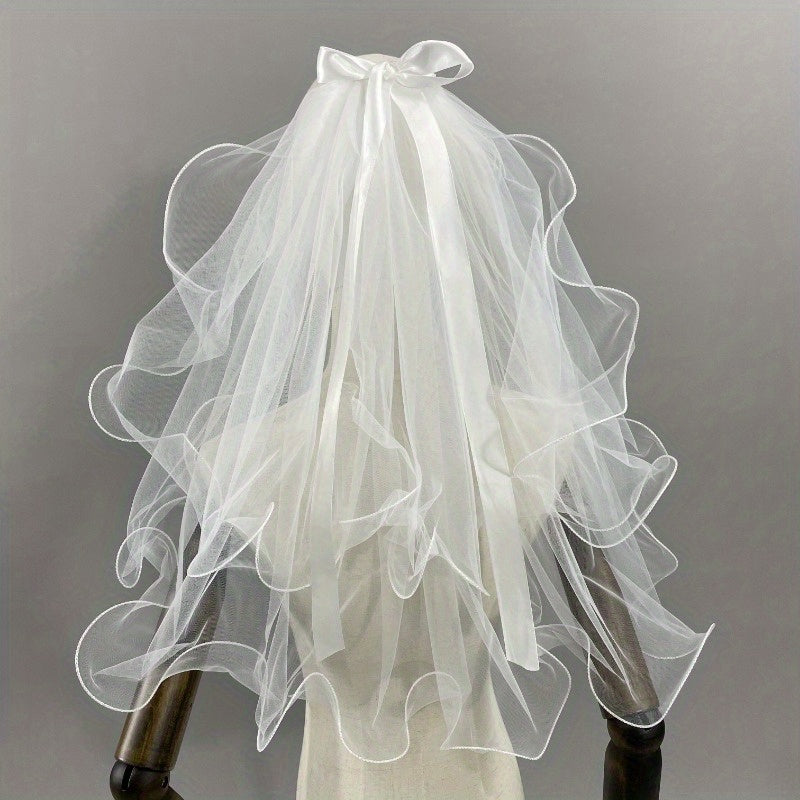 Ivory Tulle Bridal Veil Cape Shawl for Women