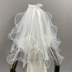 Ivory Tulle Bridal Veil Cape Shawl for Women