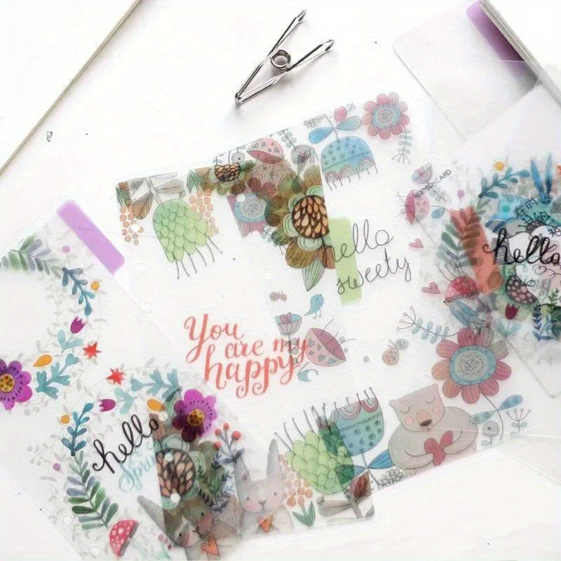 5pcs A5 A6 Binder Index Pages For 6 hole Loose leaf Notebook Divider