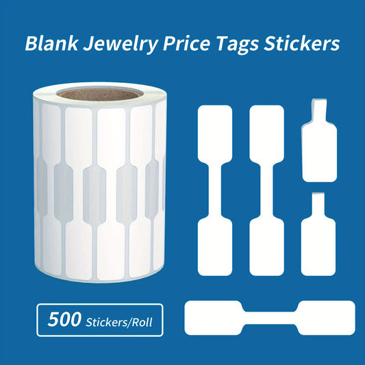 500pcs Jewelry Tags Roll Self Adhesive Blank Dumbbell Tags for Bracelet