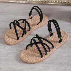 Women's Cross Strap Sandals Flat Lightweight Beach Sandals