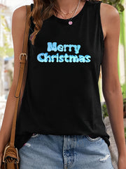 Christmas Print Tank Top Loose Basic