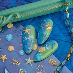 5D Ocean Nail Art Stickers Starfish Jellyfish Shell Designs Self Adhesive Decals