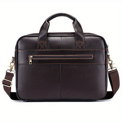 Men's Leather Briefcase Cowhide Handbag For 15 inch Laptop Travel Business Bag