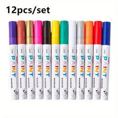 12pcs Paint Pens Fine Tip 12 Vibrant Colors DIY Crafts Art Surface Painting on G