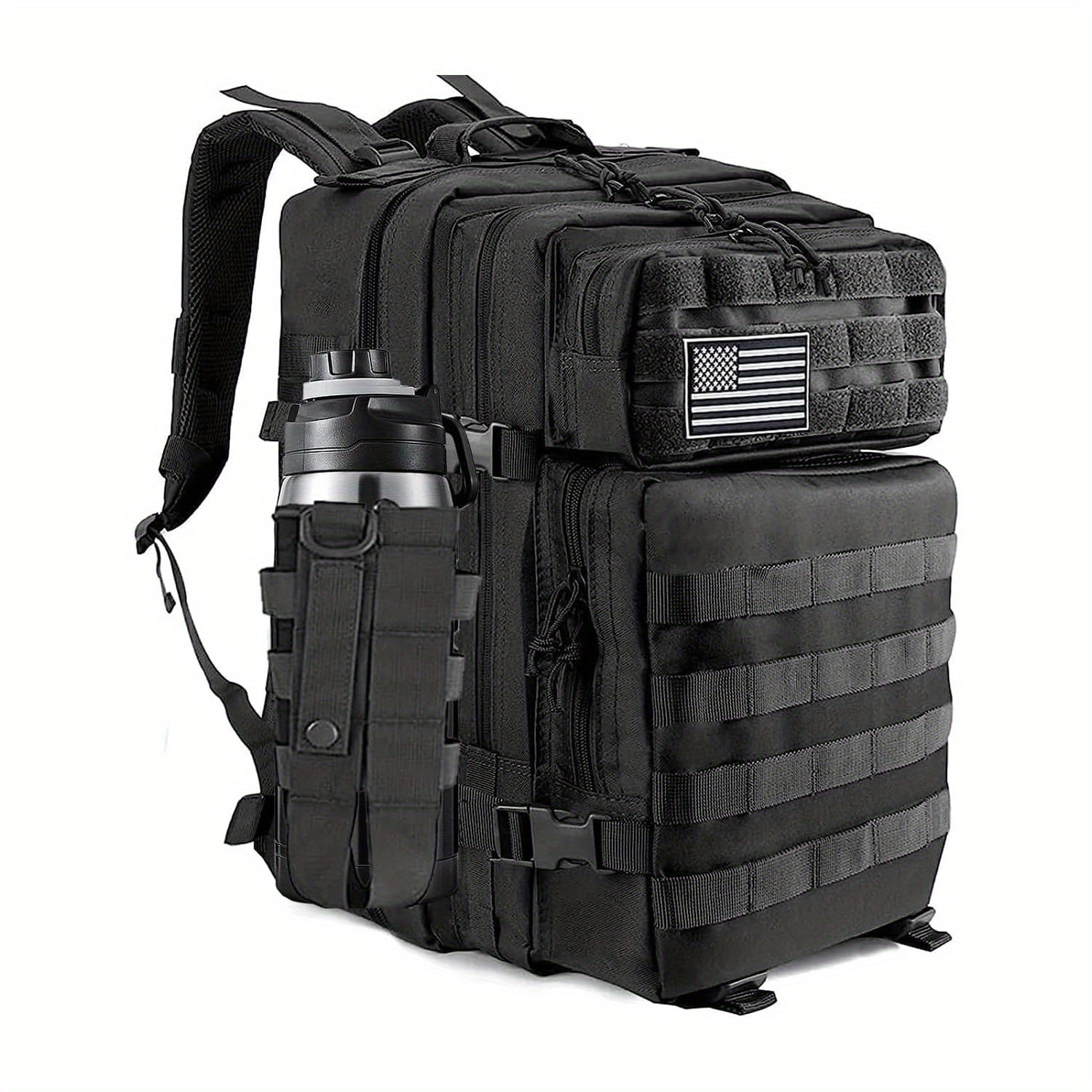 45L Backpack Men Camping Hiking Daypack with Water Bottle Pouch