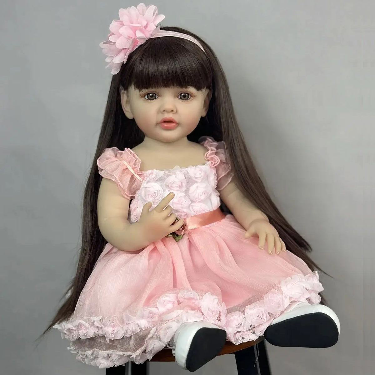 Realistic Reborn Baby Doll in Pink Floral Dress