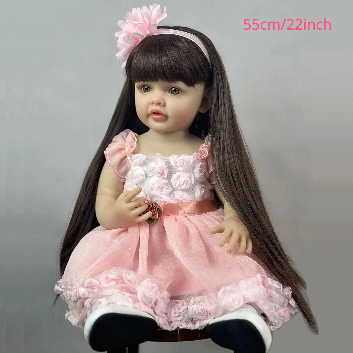 Realistic Reborn Baby Doll in Pink Floral Dress