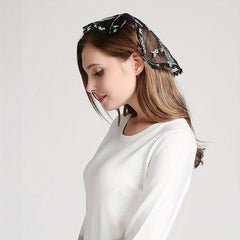 Women's Bridal Veil Short Floral Embroidery Lace Trim Single Layer Headpiece