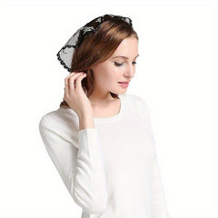 Women's Bridal Veil Short Floral Embroidery Lace Trim Single Layer Headpiece