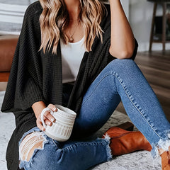 Solid Waffle Pattern Cardigan