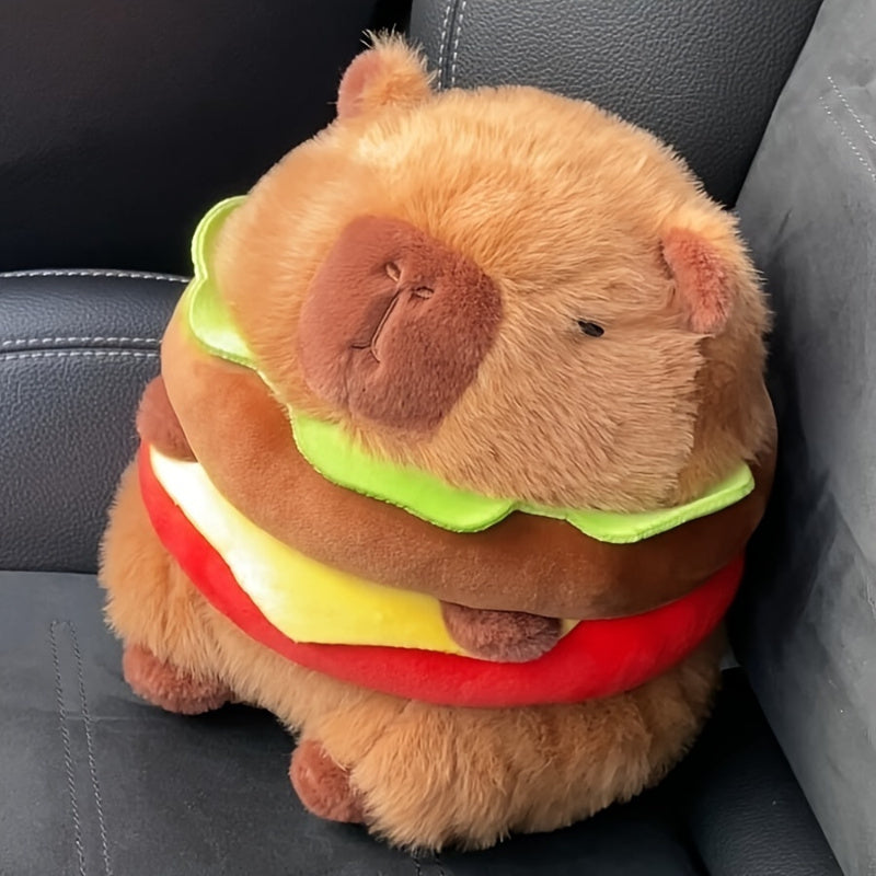 Cute Capybara Plush Toy in Realistic Hamburger Design