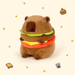 Cute Capybara Plush Toy in Realistic Hamburger Design