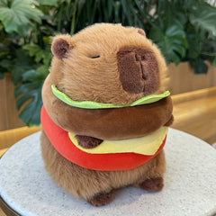 Cute Capybara Plush Toy in Realistic Hamburger Design