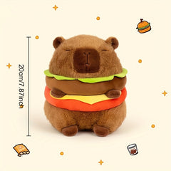 Cute Capybara Plush Toy in Realistic Hamburger Design