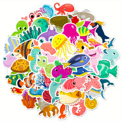 50pcs Marine Life Vinyl Stickers Ocean Dolphin Shark Decorative DIY Stickers