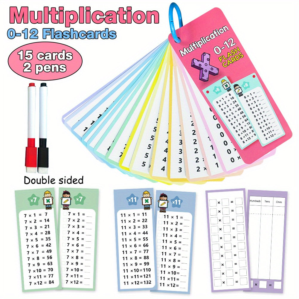 60 Sheets Math Flash Cards Set of 4, All Facts and Games, School Supplies