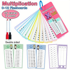 60 Sheets Math Flash Cards Set of 4, All Facts and Games, School Supplies