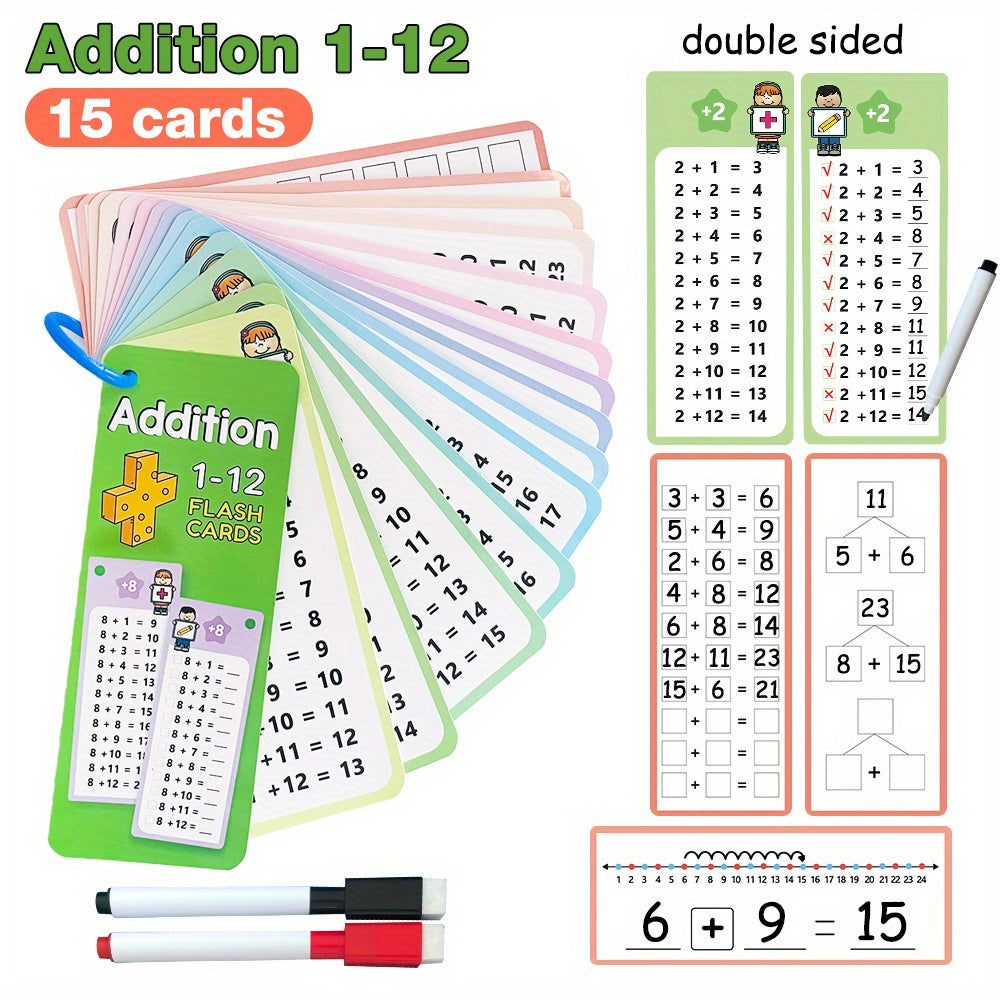 60 Sheets Math Flash Cards Set of 4, All Facts and Games, School Supplies
