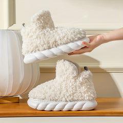 Women's Fuzzy Slippers High Round Toe Non slip Fluffy Warm Shoes