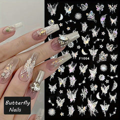 8 Sheet Butterfly Nail Art Sticker Holographic Laser Glitter Nail Stickers