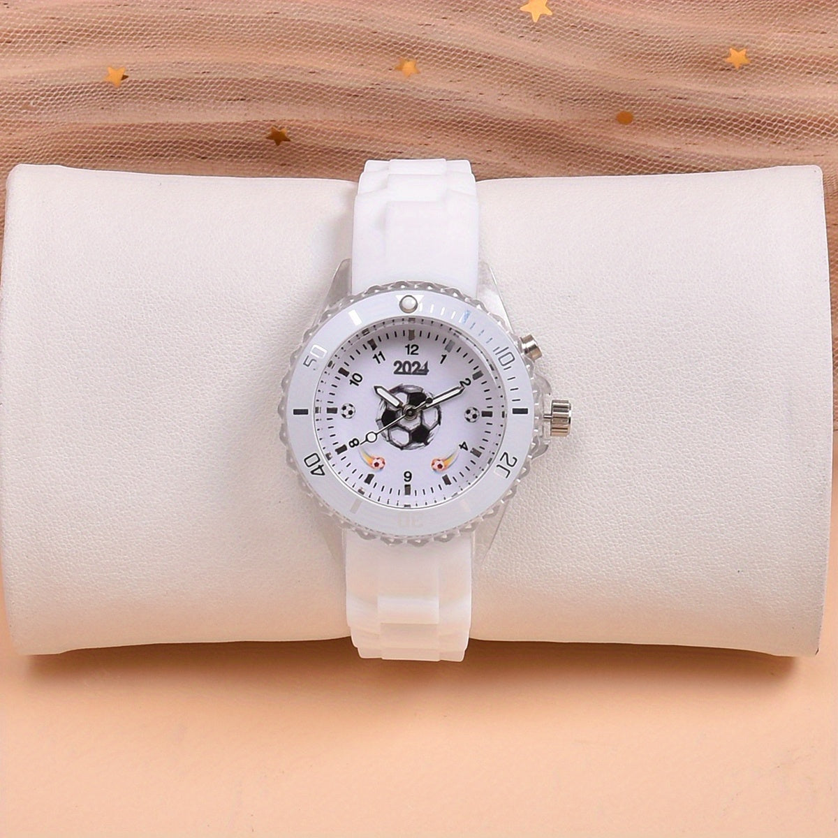 Boys' Soccer Sports Watch Dual LED Quartz Wristwatch Silicone Strap