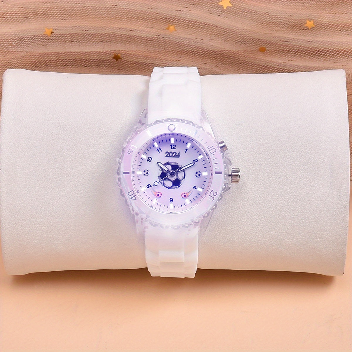 Boys' Soccer Sports Watch Dual LED Quartz Wristwatch Silicone Strap